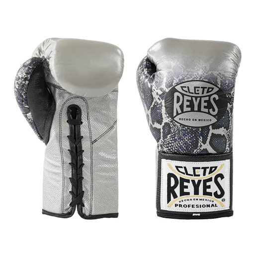 Cleto Reyes Professional Boxing Gloves – Silver/Black Steel Snake