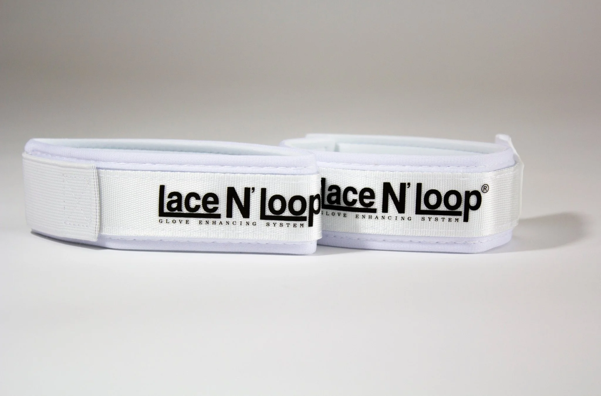 Super-White (black logo) Lace N Loop Straps (Pair)