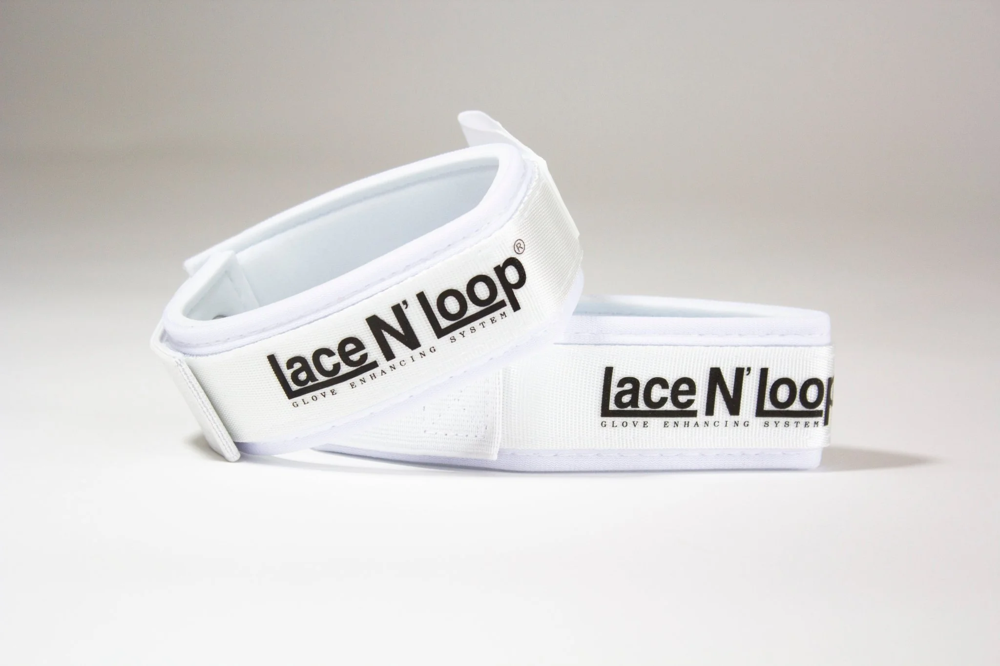 Super-White (black logo) Lace N Loop Straps (Pair) - Image 2