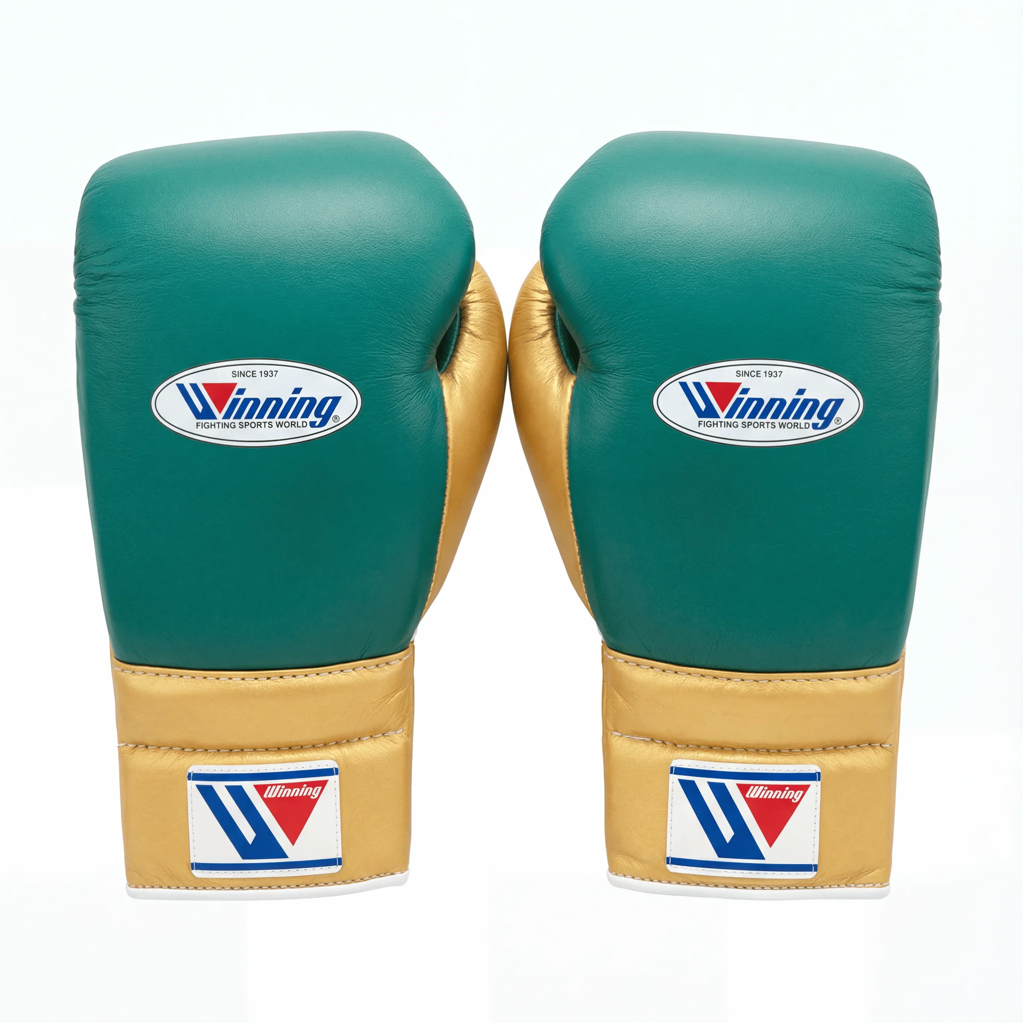 WINNING LACE-UP BOXING GLOVES - GREEN/GOLD - Image 2