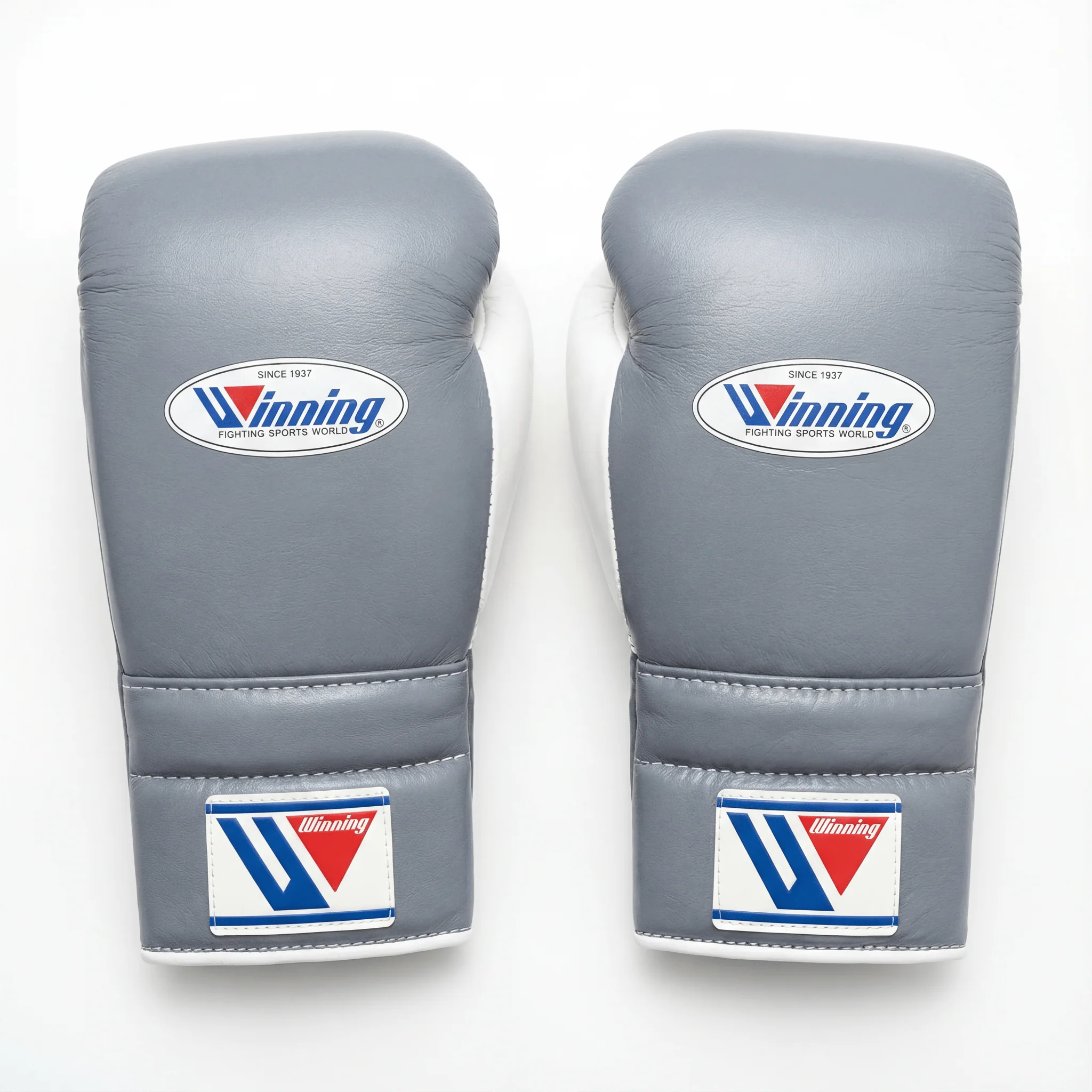 WINNING LACE-UP BOXING GLOVES - GREY / WHITE / BLACK - Image 2