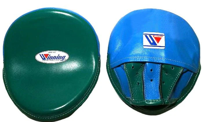 Winning Oval Curved Punch Mitts - Green Ā· Sky Blue
