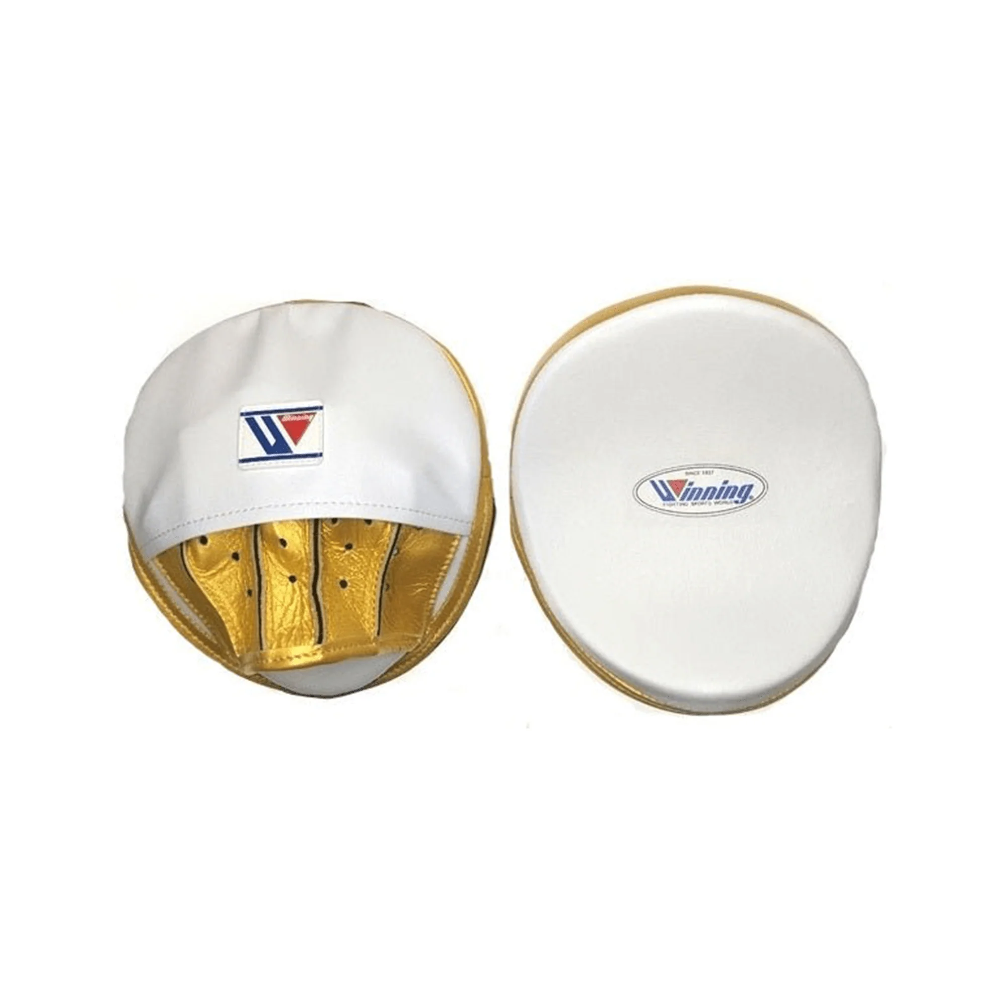 Winning Oval Curved Punch Mitts - White Ā· Gold